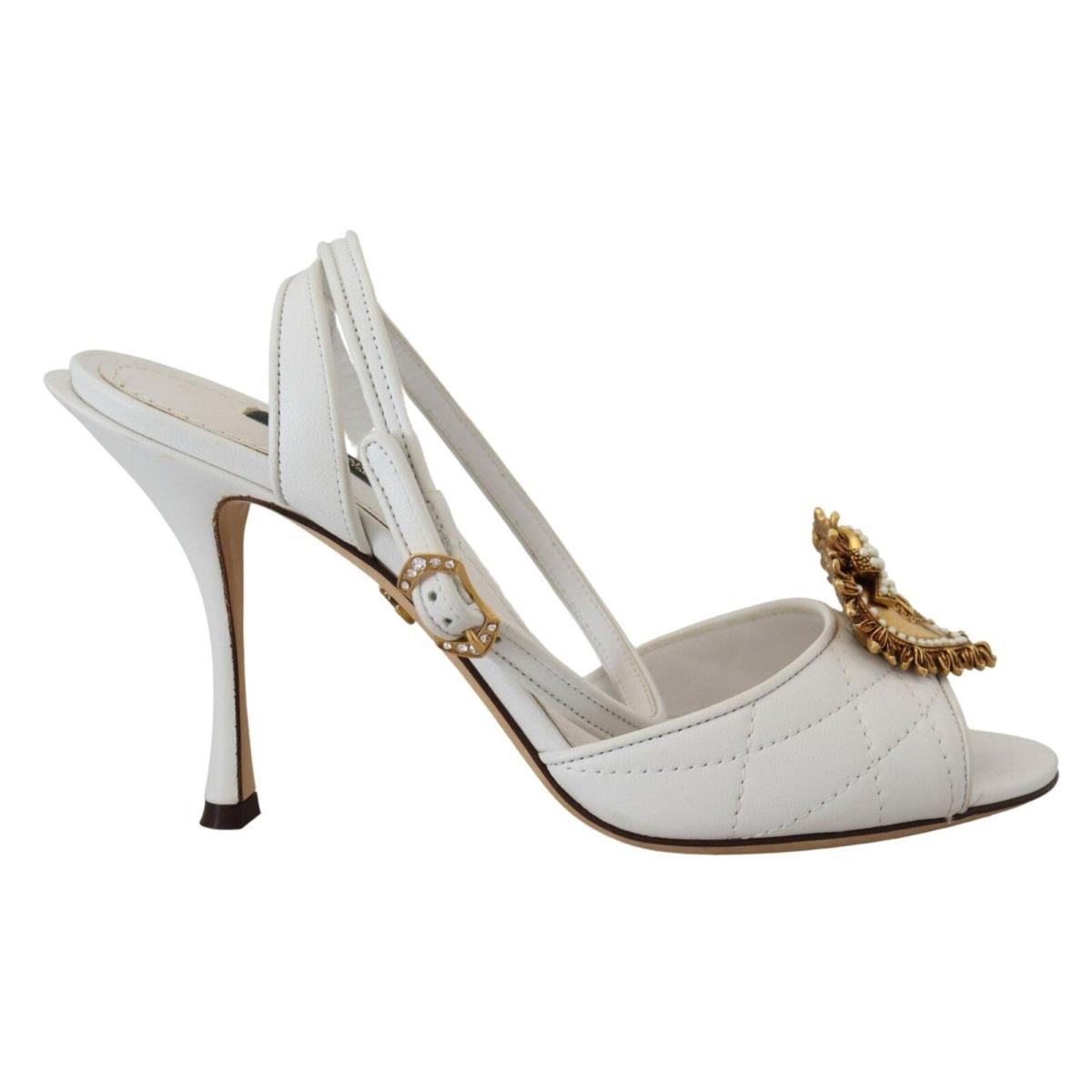 Dolce Gabbana White Devotion Embellished Sandals Shoes