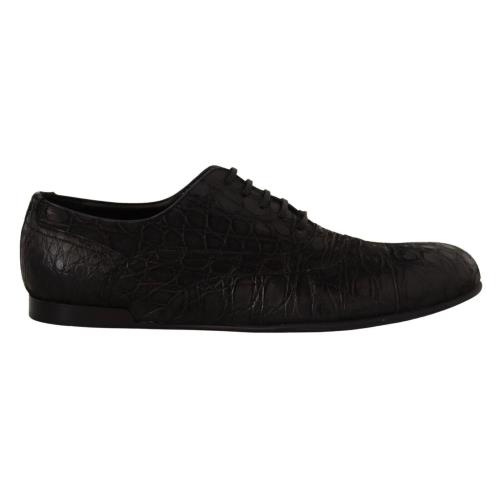 Dolce Gabbana Black Caiman Leather Mens Oxford Shoes