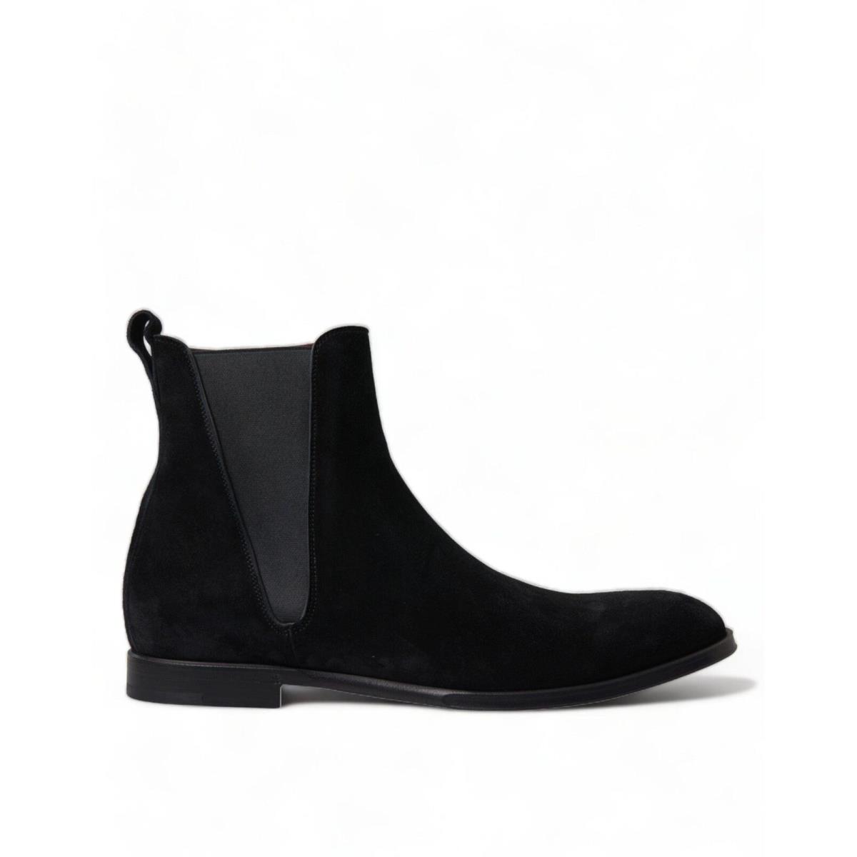 Dolce Gabbana Black Suede Leather Mid Calf Men Boots Shoes