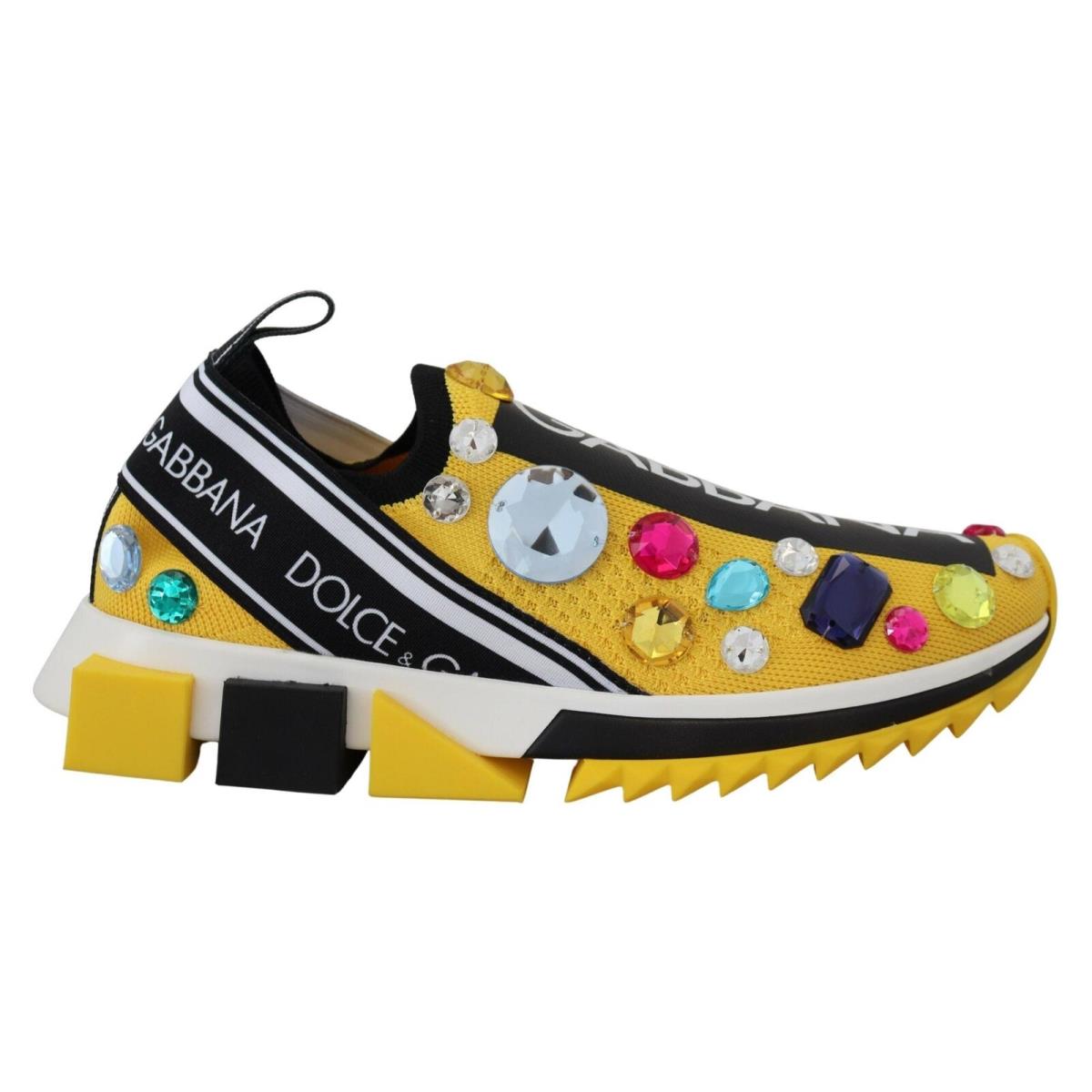 Dolce Gabbana Yellow Sorrento Crystals Sneakers Shoes