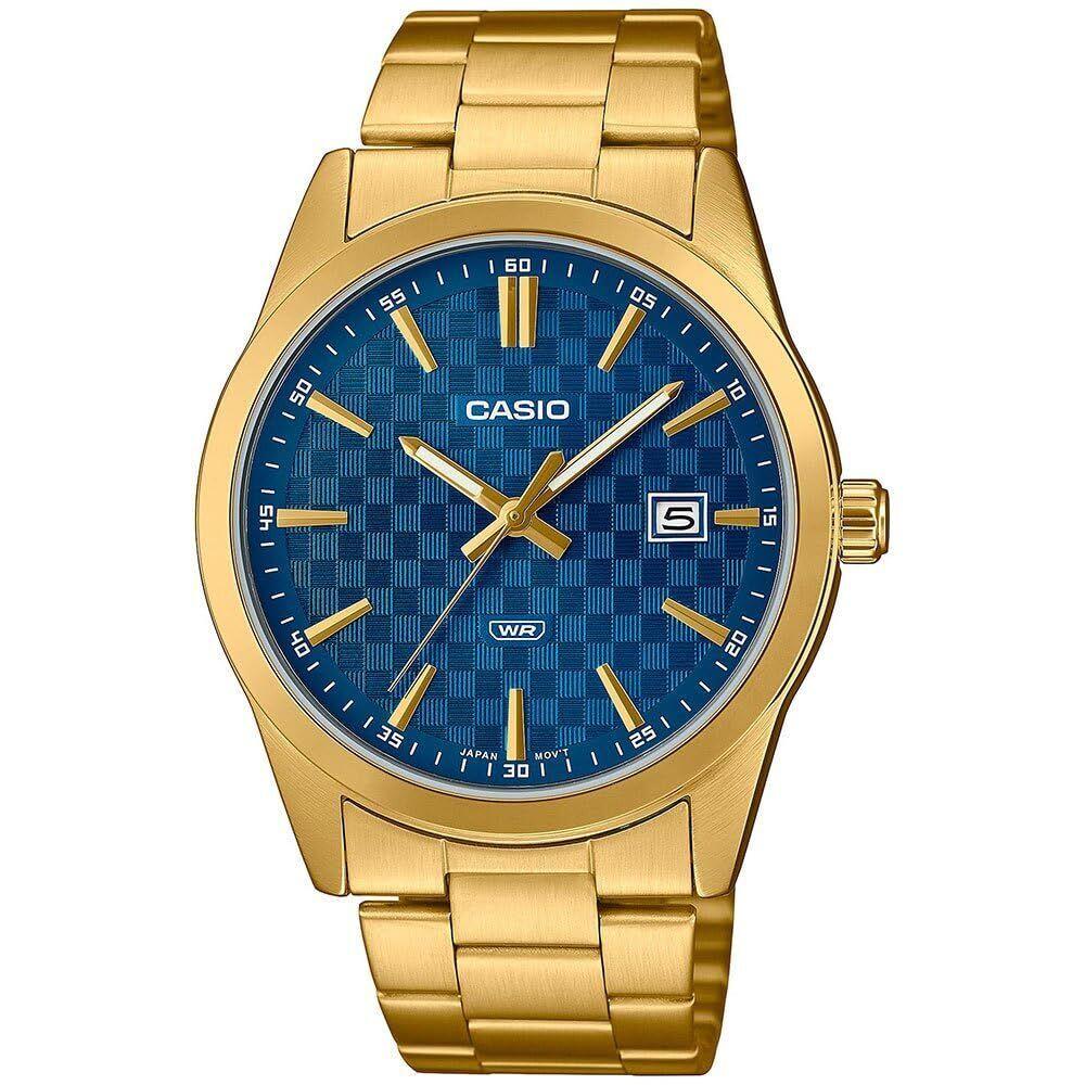 Casio MTP-VD03G-2A Men`s Standard Gold Tone Stanless Steel Blue Dial 3-Hand