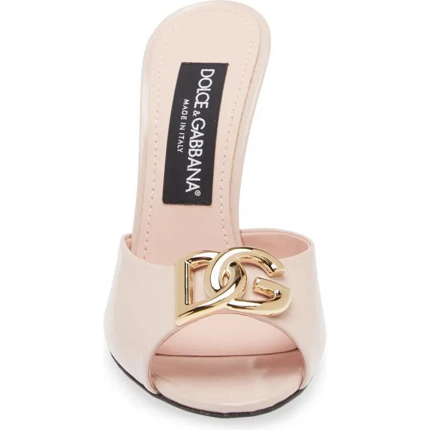 Sandals Shoe Slip Women DG Logo Patent Slide Dolce Gabbana Light Pink Size 10.5