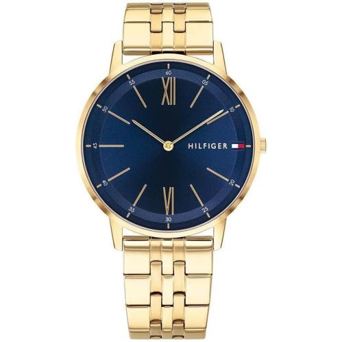 Tommy Hilfiger 1791513 Men`s Stainless Steel Blue Dial Gold Bracelet Watch