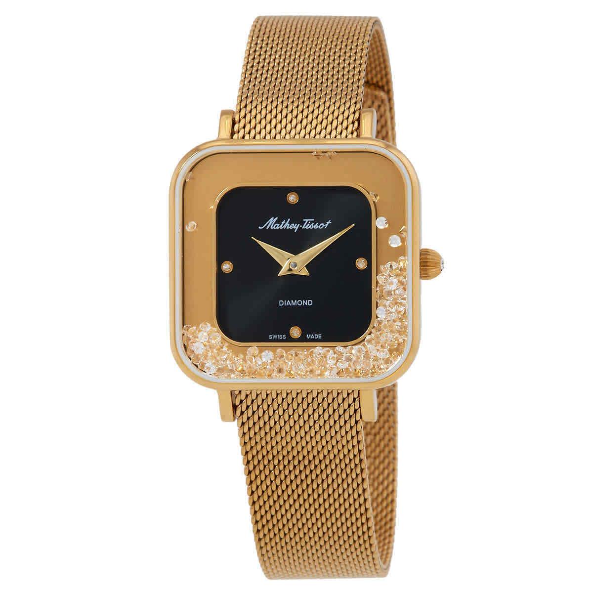 Mathey-tissot Gemina Quartz Diamond Black Dial Ladies Watch D984SPYN