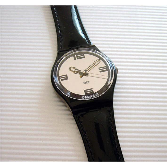 Varnishing Act Stunning Swatch w Reflective Dial Black Leather Band-nib