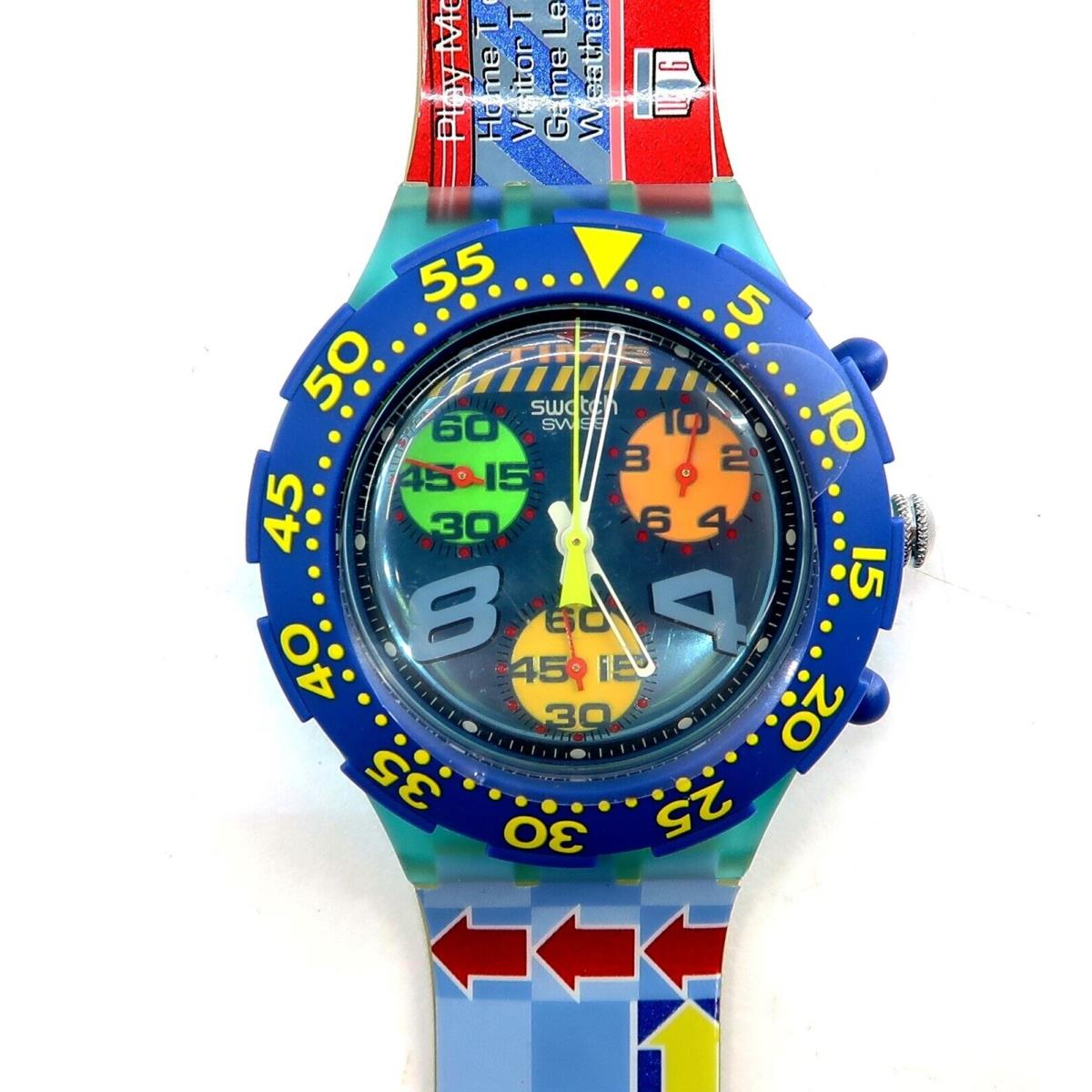 Swatch Aquachrono Watch Game Over SEL101 with Case Papers 1995 Gents Works