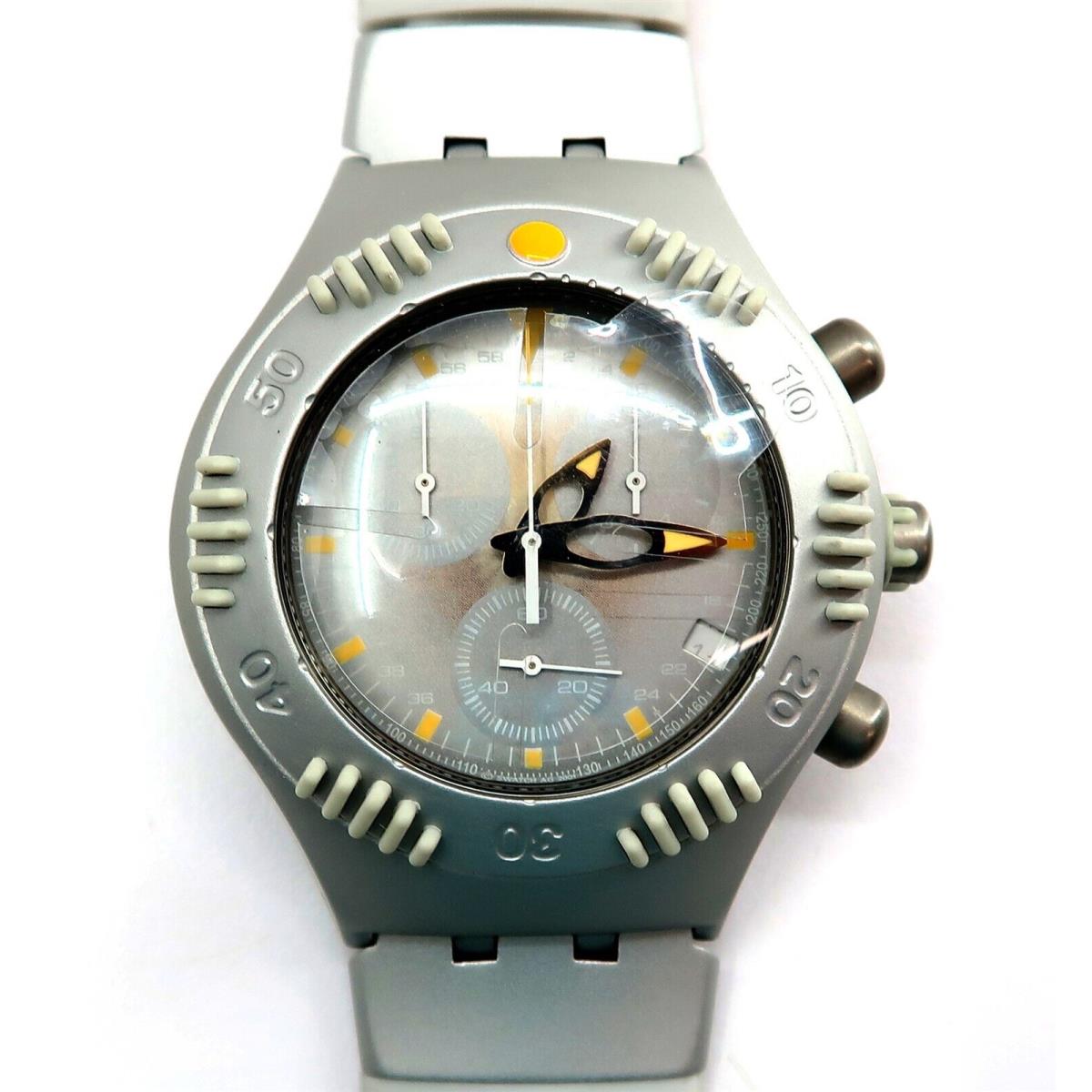 Swatch Irony Scuba Chrono Watch Sea Counter Grey YBS4009P Case Papers 2001