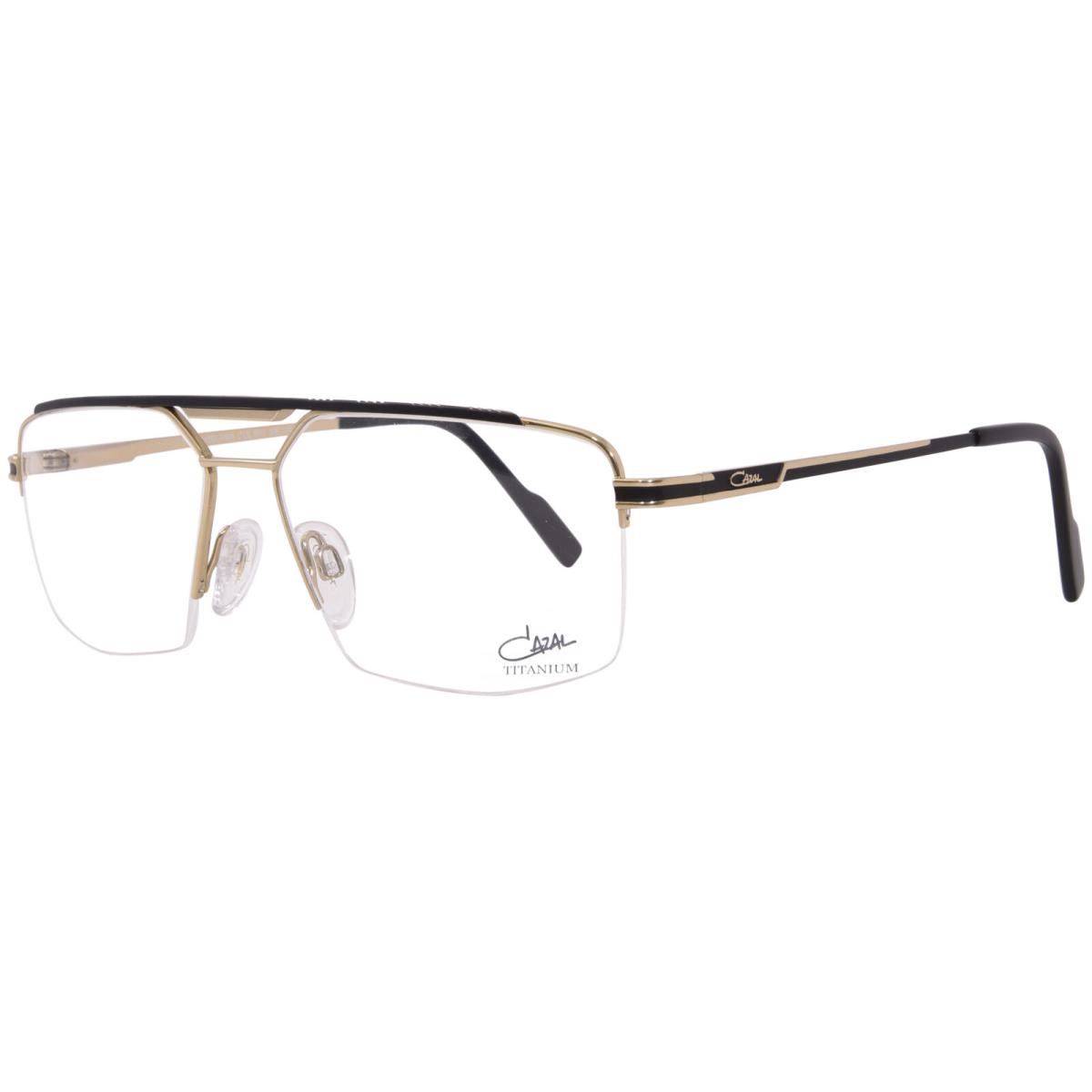 Cazal 7098 001 Eyeglasses Men`s Black/gold Semi Rim Rectangle Shape 59mm