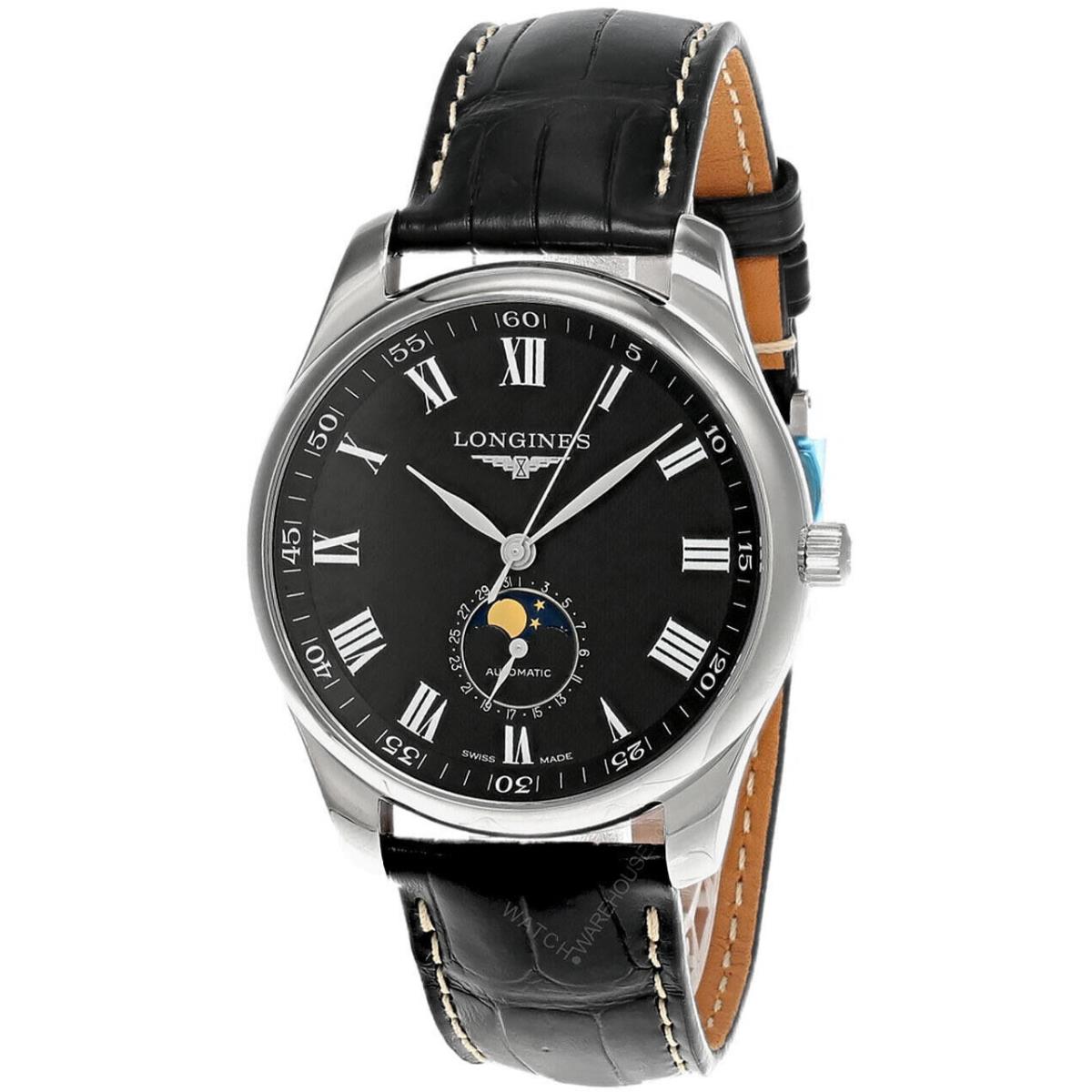 Longines Master Collection 42MM Auto Black Lthr Men`s Watch L2.919.4.51.7 - Dial: Black, Band: Black, Bezel: Silver