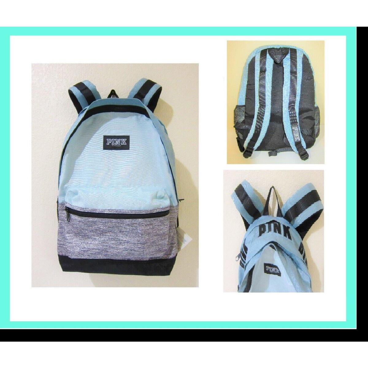 Victoria Secret Pink Gray Mint Aqua Campus Carryon Backpack Book Bag Large