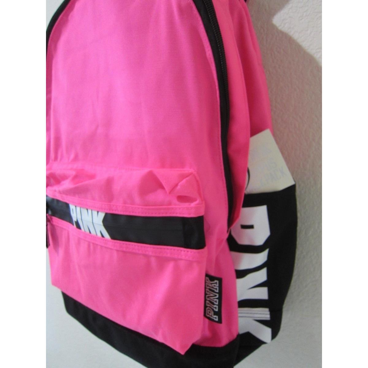 Victoria Secret Hot Pink Neon Black White Campus Carryon Backpack Book Bag Large