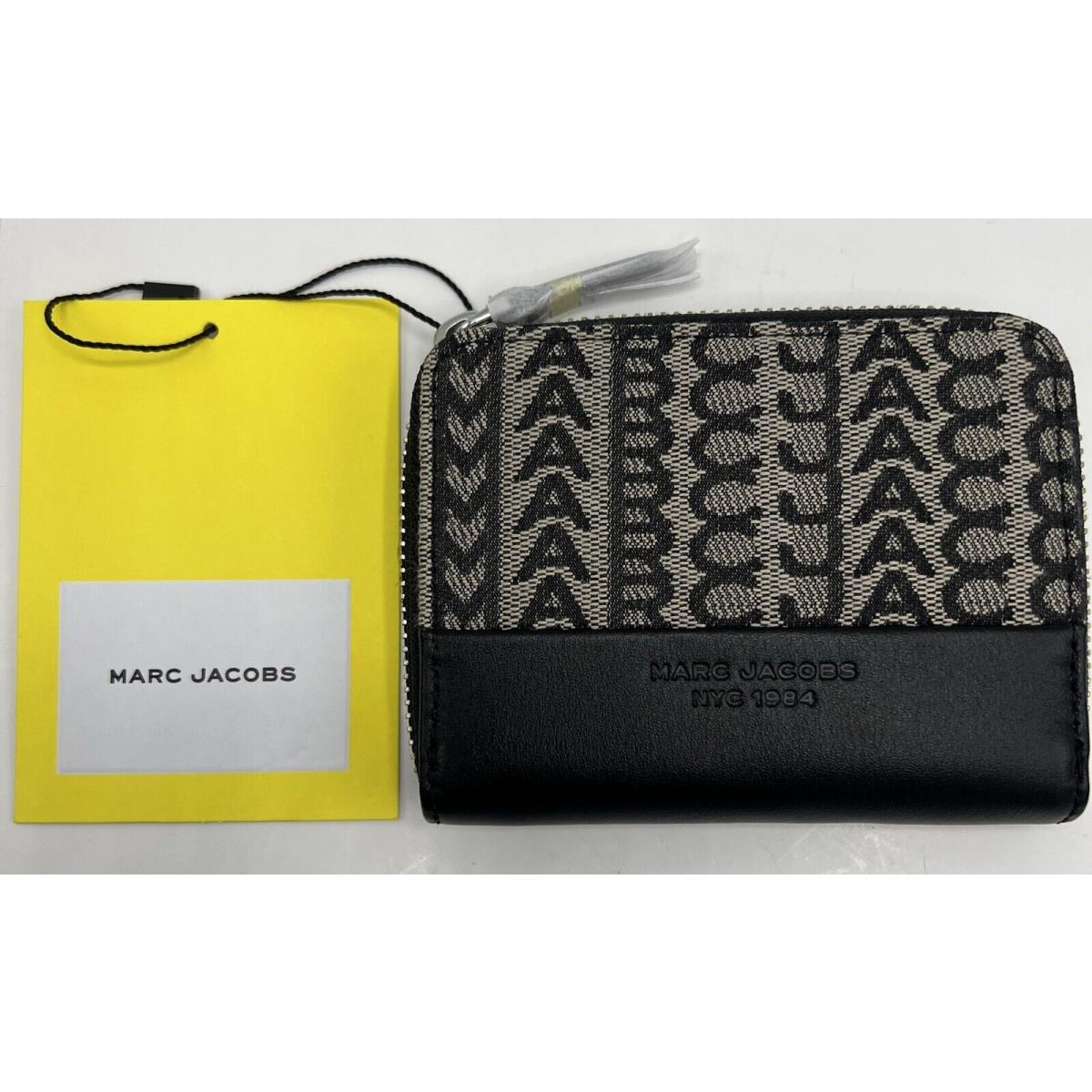 Marc Jacobs Monogram Beige Multi Zip-around Small Wallet Jacquard Leather