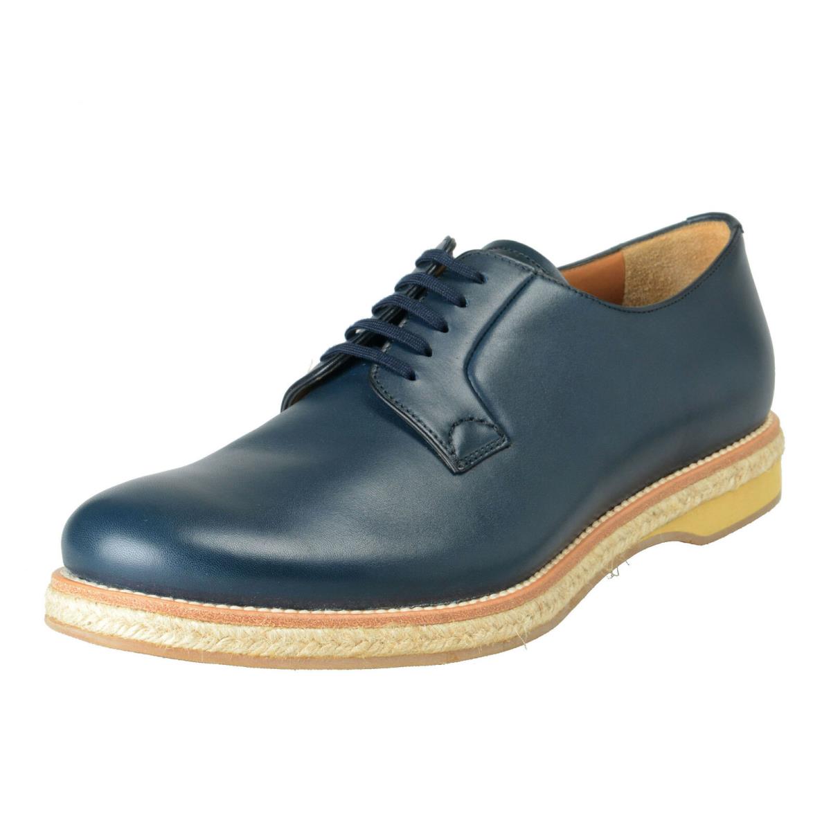 Prada Men`s Blue Leather Casual Lace Up Oxfords Shoes Sz 9.5 10 10.5