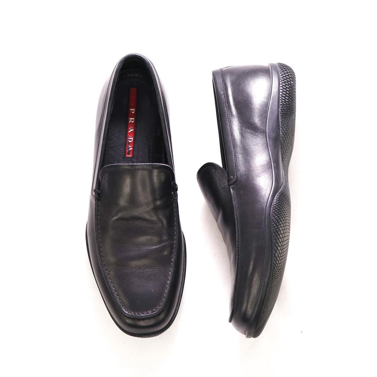 Prada - Linea Rossa Black Slip On Logo Vamp Loafer - 8 US 7 Prada