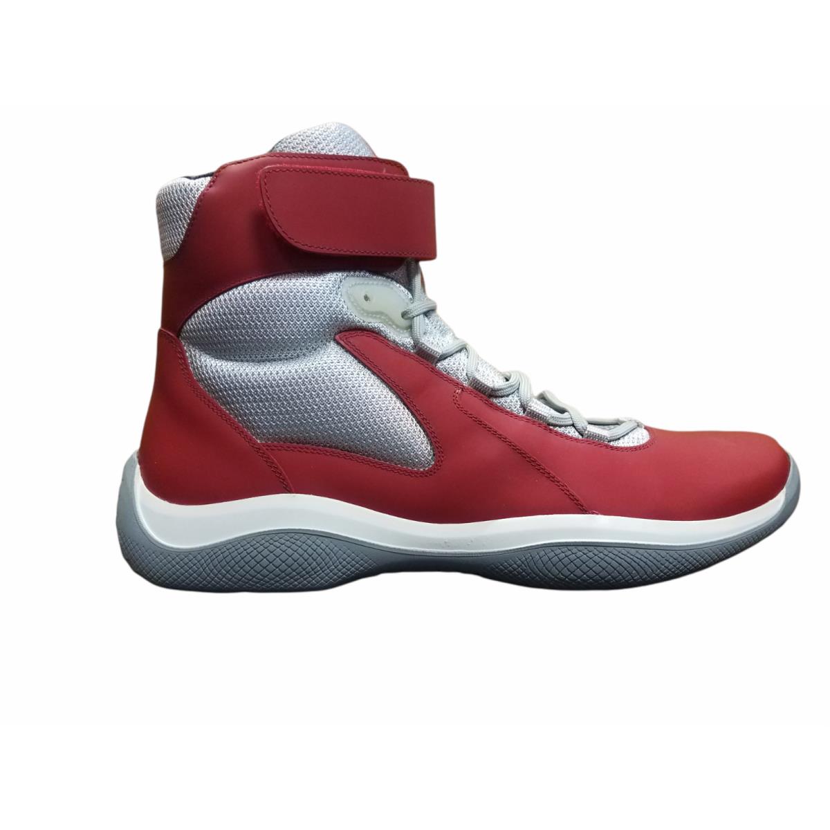 Prada Men`s Punta Ala High-top Sneakers Red/silver 4T2964