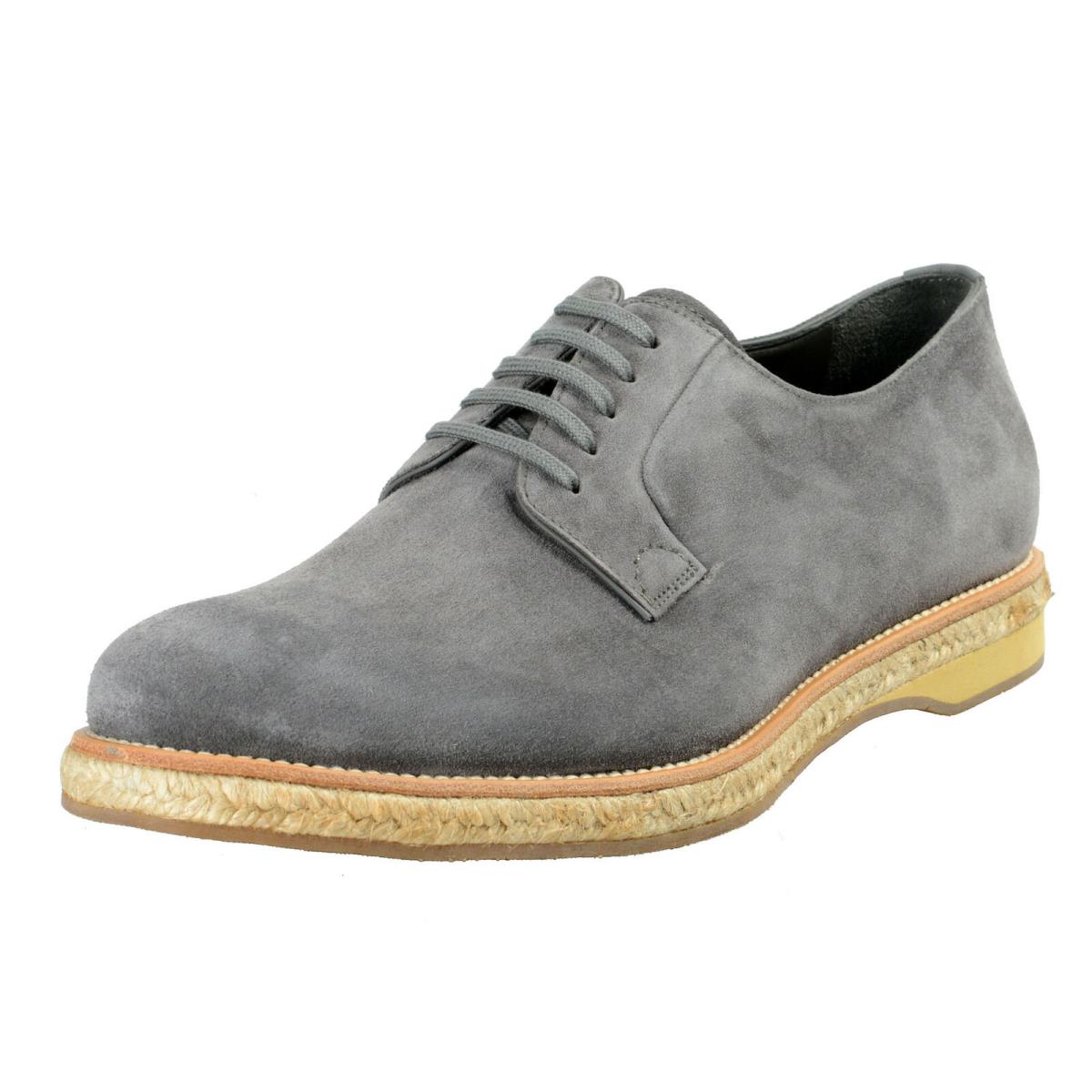 Prada Men`s Gray Suede Leather Casual Oxfords Shoes 6 7 8 8.5 9.5 10.5 11 11.5