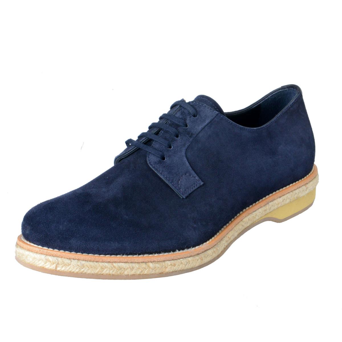 Prada Men`s Blue Suede Lace Up Oxfords Shoes sz 8 8.5 10 10.5 11 12 13