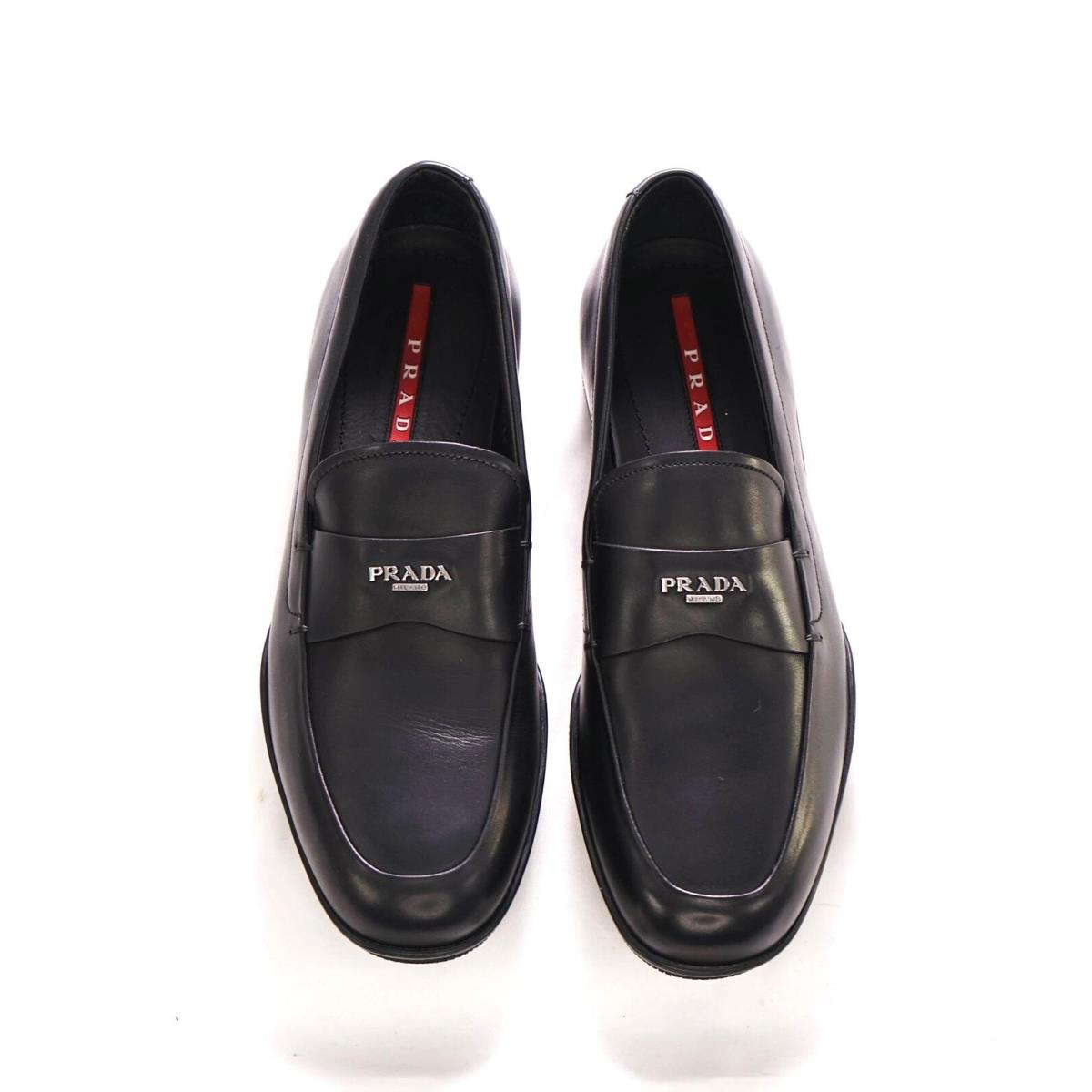 Prada - Linea Rossa Black Slip On Logo Vamp Loafer - 8 US 7 Prada