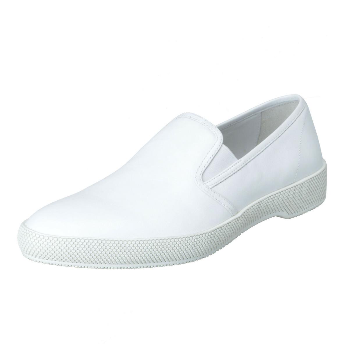 Prada Men`s White Leather Loafers Slip On Shoes Sz 8 8.5 9 9.5 10 10.5