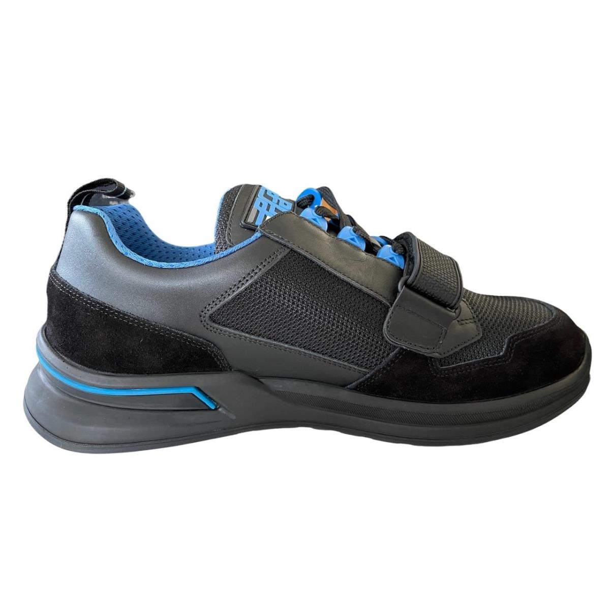 Prada Men`s Luxury Mechano Black - Blue Leather/suede Sneakers 2EG266 Sizes