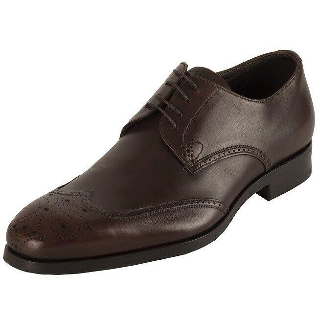 Prada Calzature Uomo Wingtip Brown Noce Shoes - Size 7.5 - Please Read