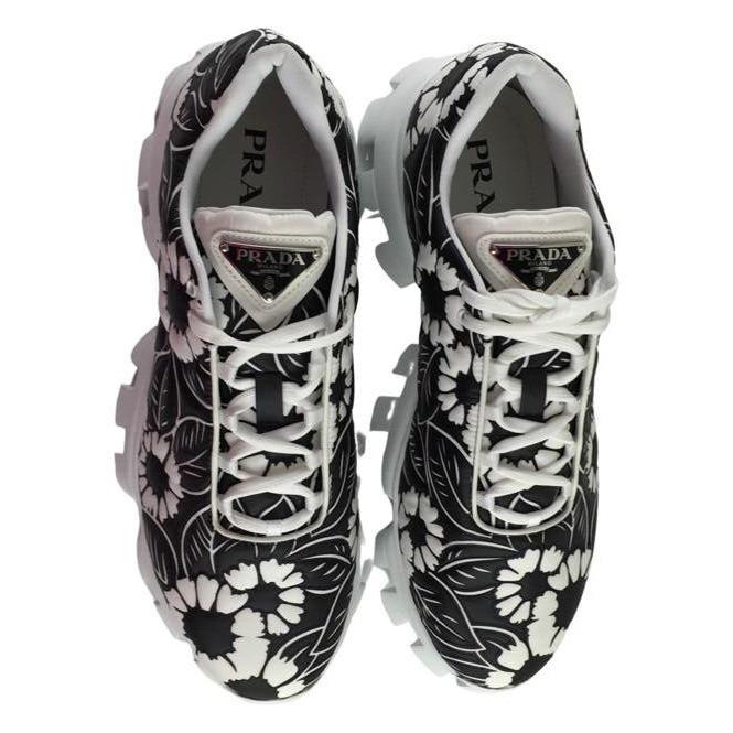 Prada Men`s Cloudbust Sneakers Floral Patterned Black White Color Sz 9.5