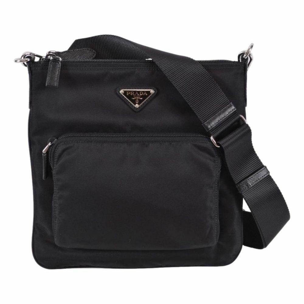 Prada Tessuto Nylon Sport Black Messenger Crossbody Handbag 1BH716