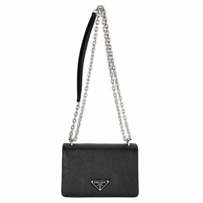 Prada Lux Saffiano Leather Mini Bag Chain Shoulder + Crossbody Bag