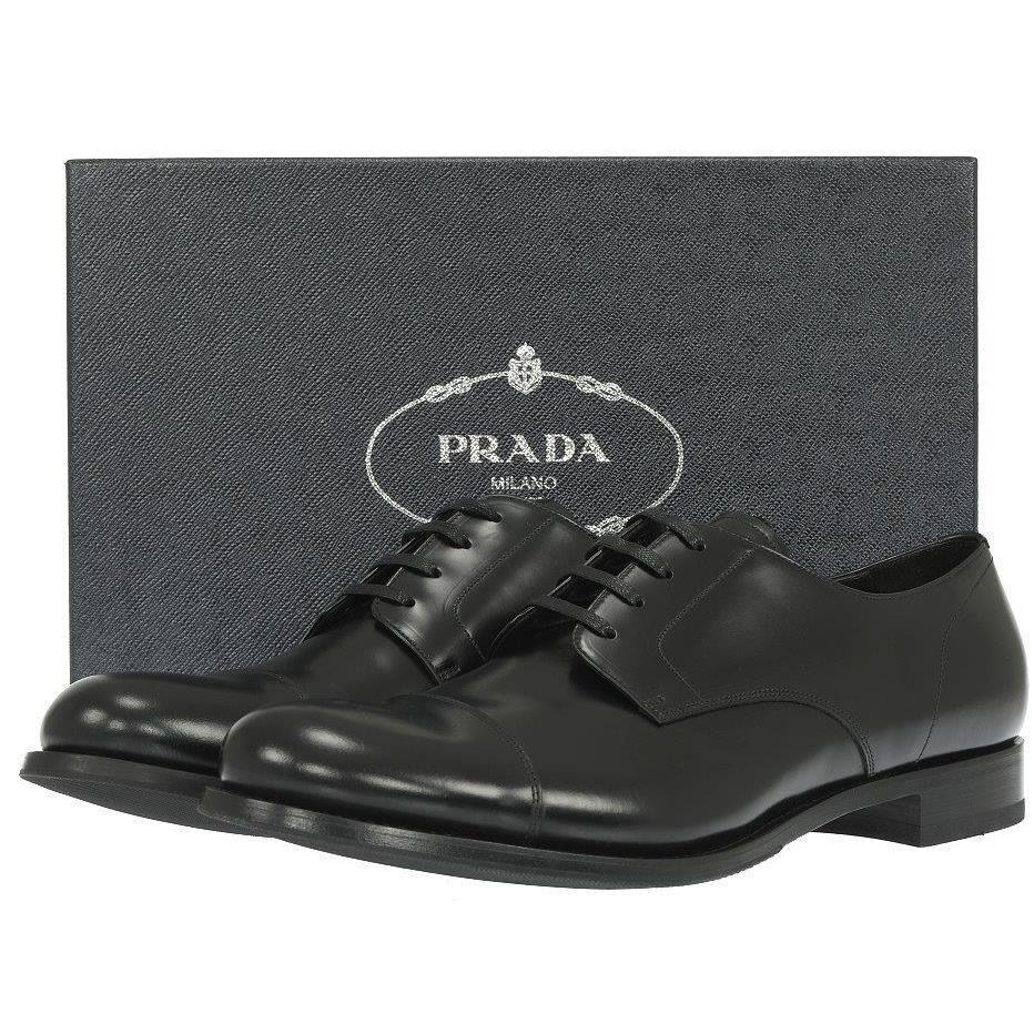 Prada Smooth Leather Logo Oxford Dress Casual Shoes 14.5/US 15.5