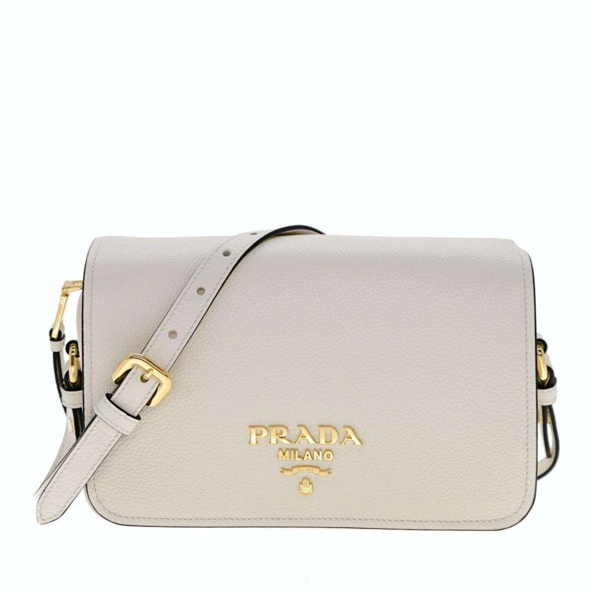 Prada Crossbody Flop Camera Bag White Leather 1BD163