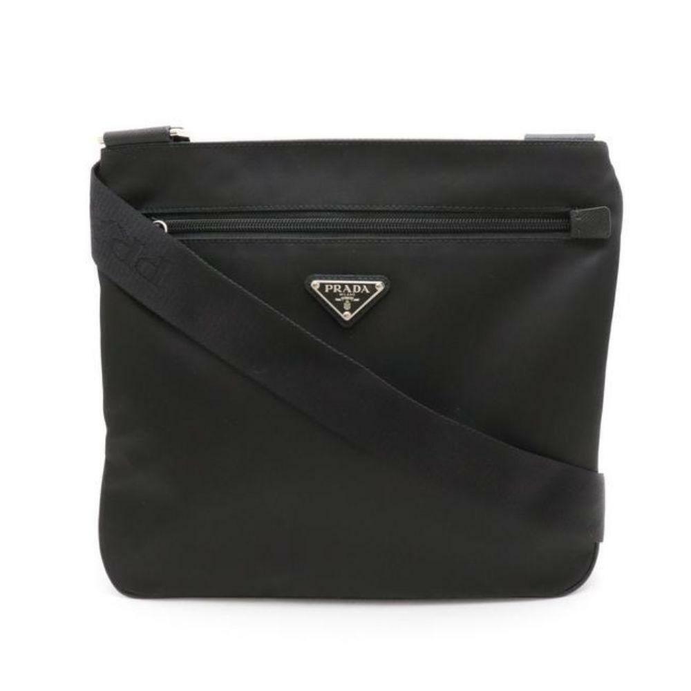 Prada Tessuto Saffiano Black Messenger Bag Crossbody 2VH563