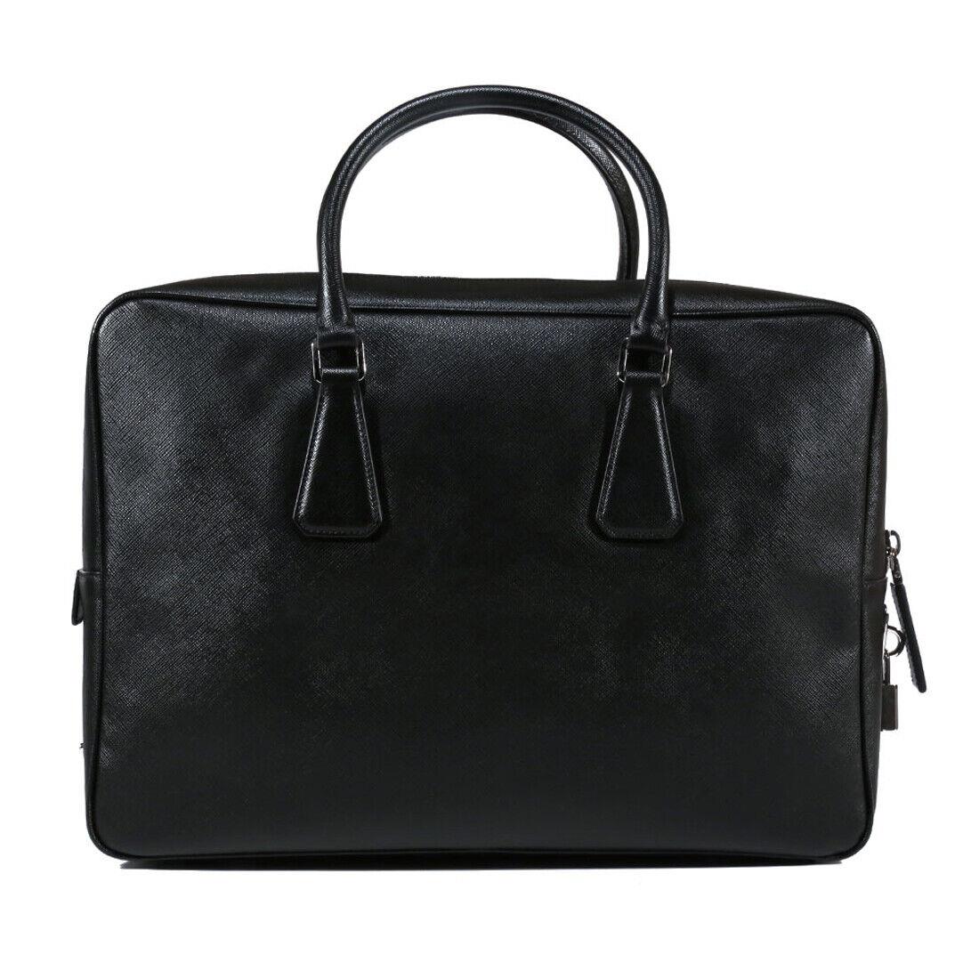 Prada Handbag Saffiano Baltico Leather Briefcase Black