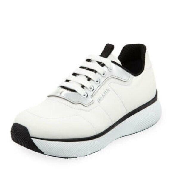 Prada Two-tone Nylon Platform Trainer Sneakers 41 Msrp: