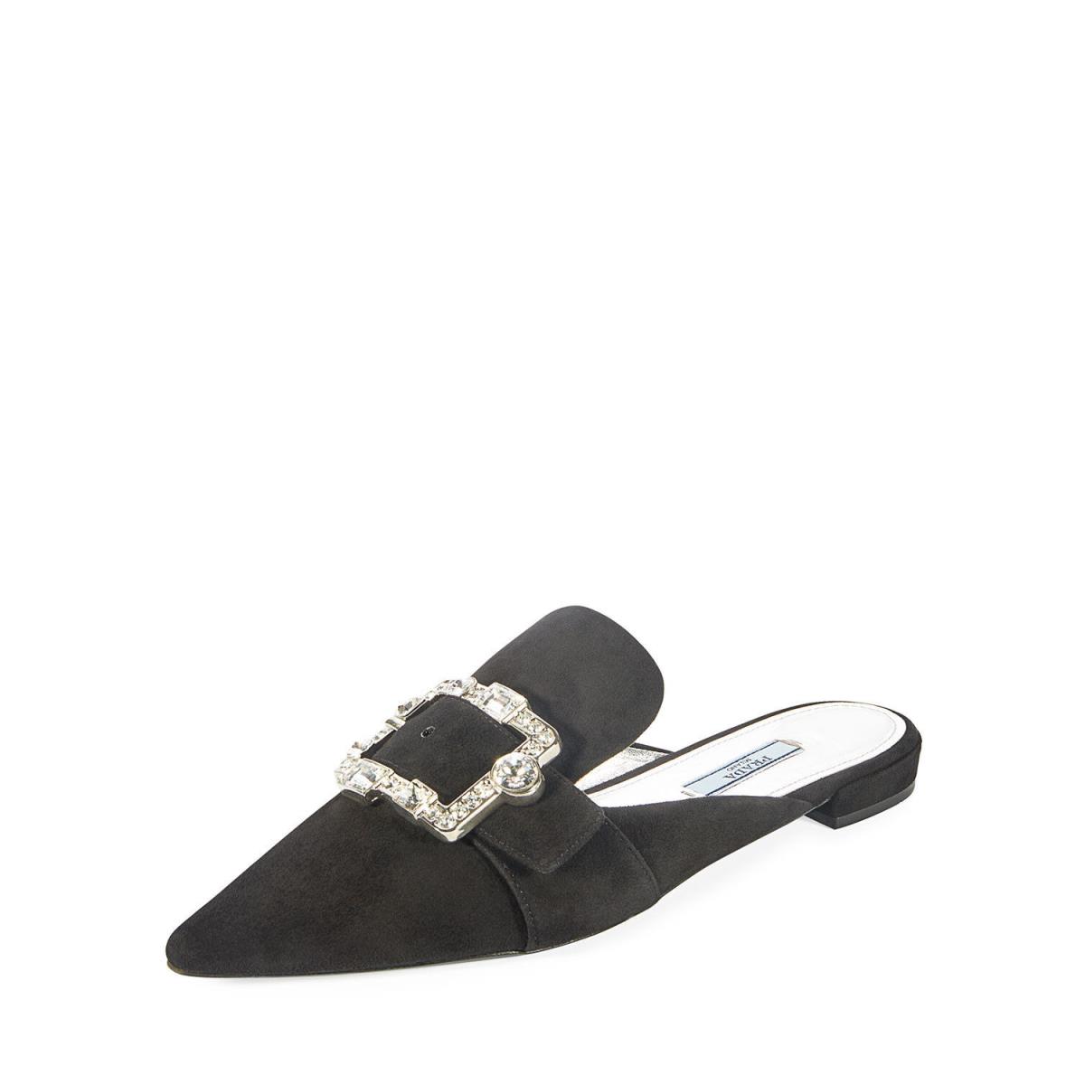 Prada Embellished Suede 10mm Mule Msrp: Size 37