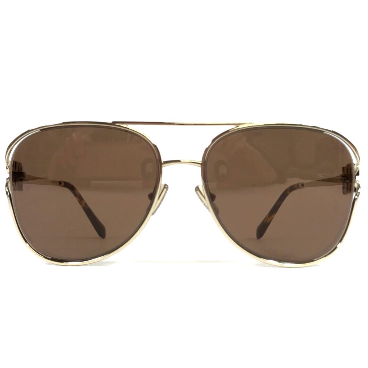 Miu Miu Sunglasses SMU52Z ZVN-70D Pale Gold Aviator Frames w Brown Violet Lenses