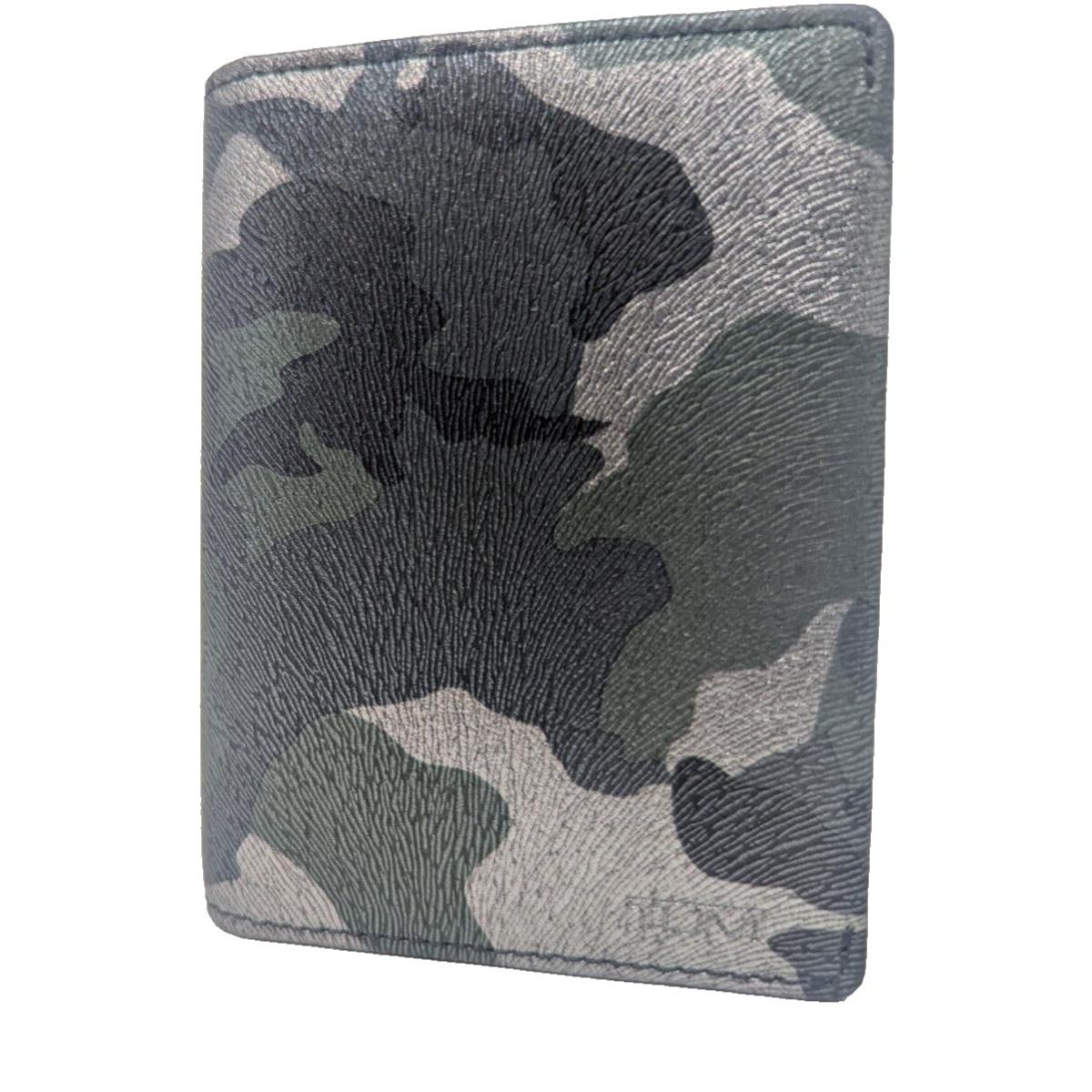 Tumi Camo Gusseted Card Case Metallic Camo Leather