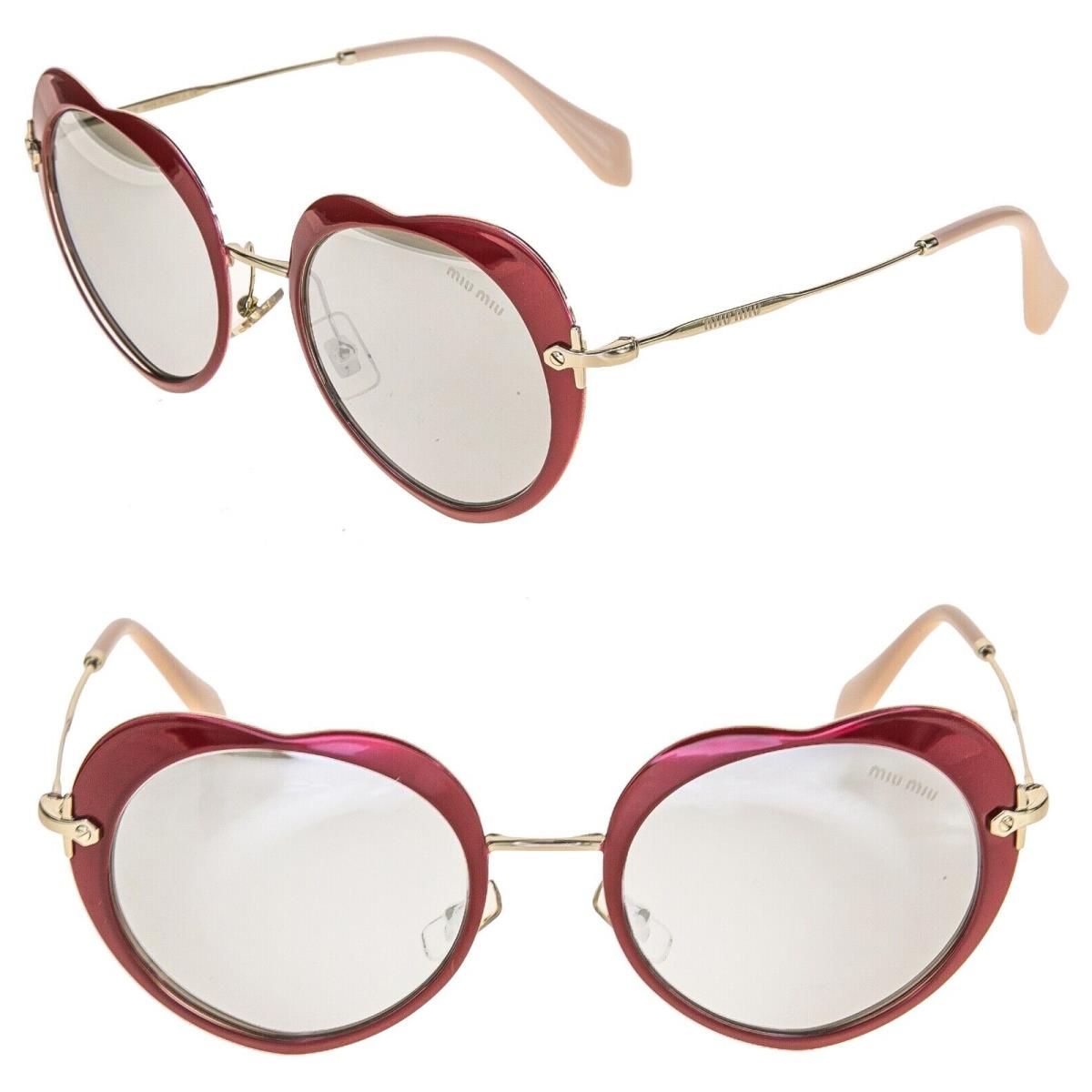 Miu Miu 54R Gold Red Silver Mirror Round Heart Metal Enamel Sunglasses Mu54RS