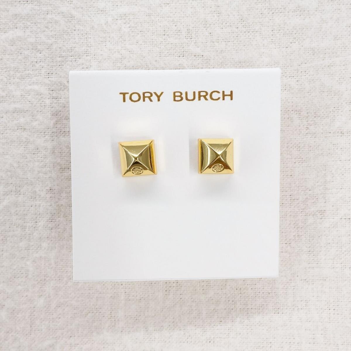 Tory Burch Pyramid Stud Earrings Gold OS