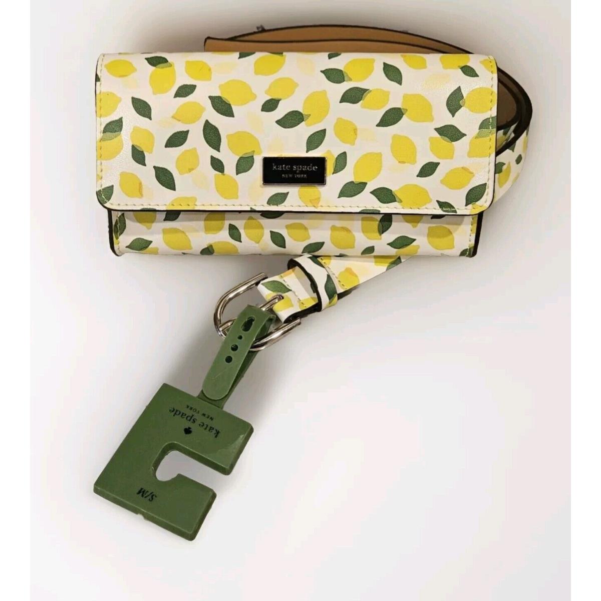 Kate Spade Zip Top Leather Belt Bag Lemon Print Fanny Pack S/m Leather Flap