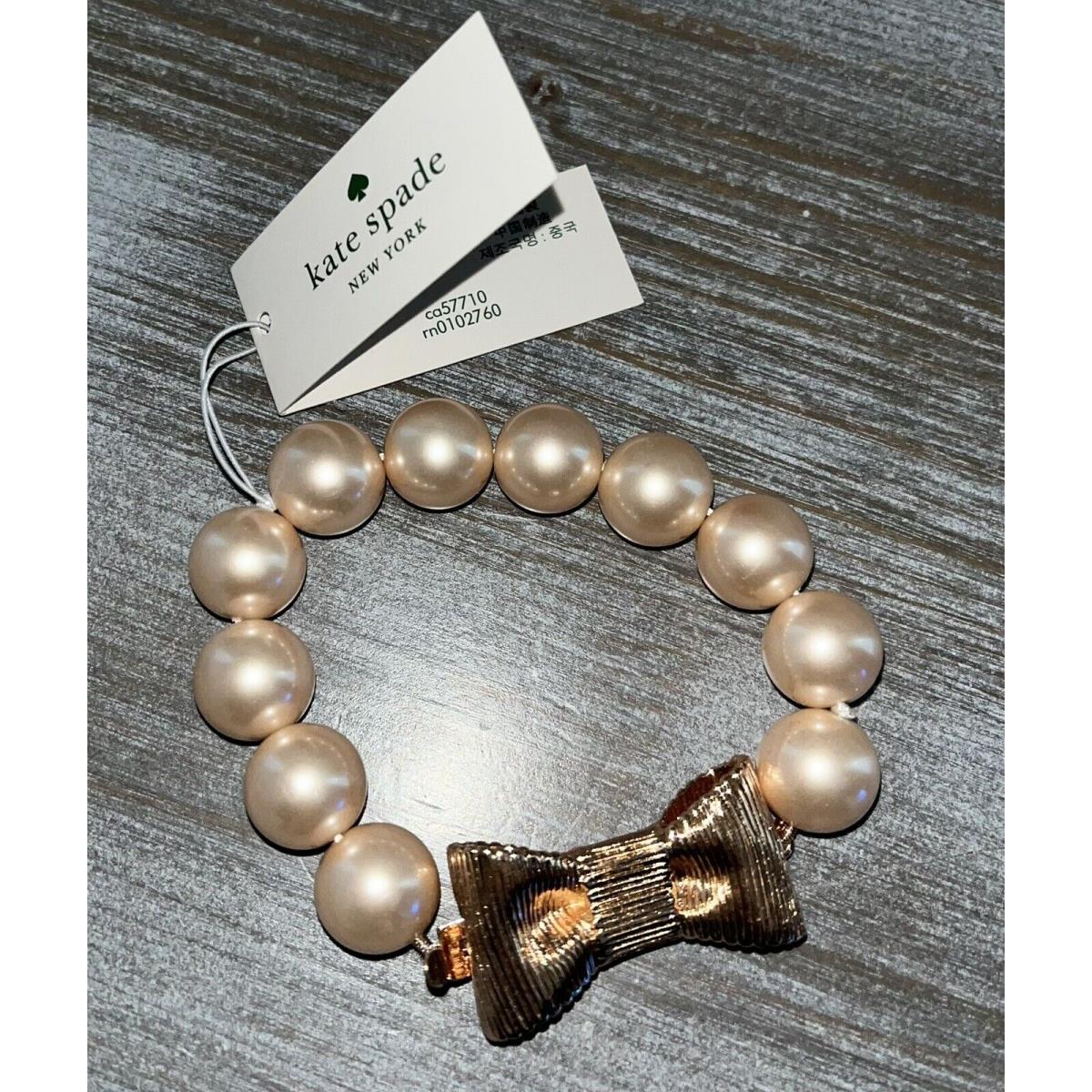 Kate Spade Bracelet All Wrapped UP IN Pearls Gold Bow Pearl