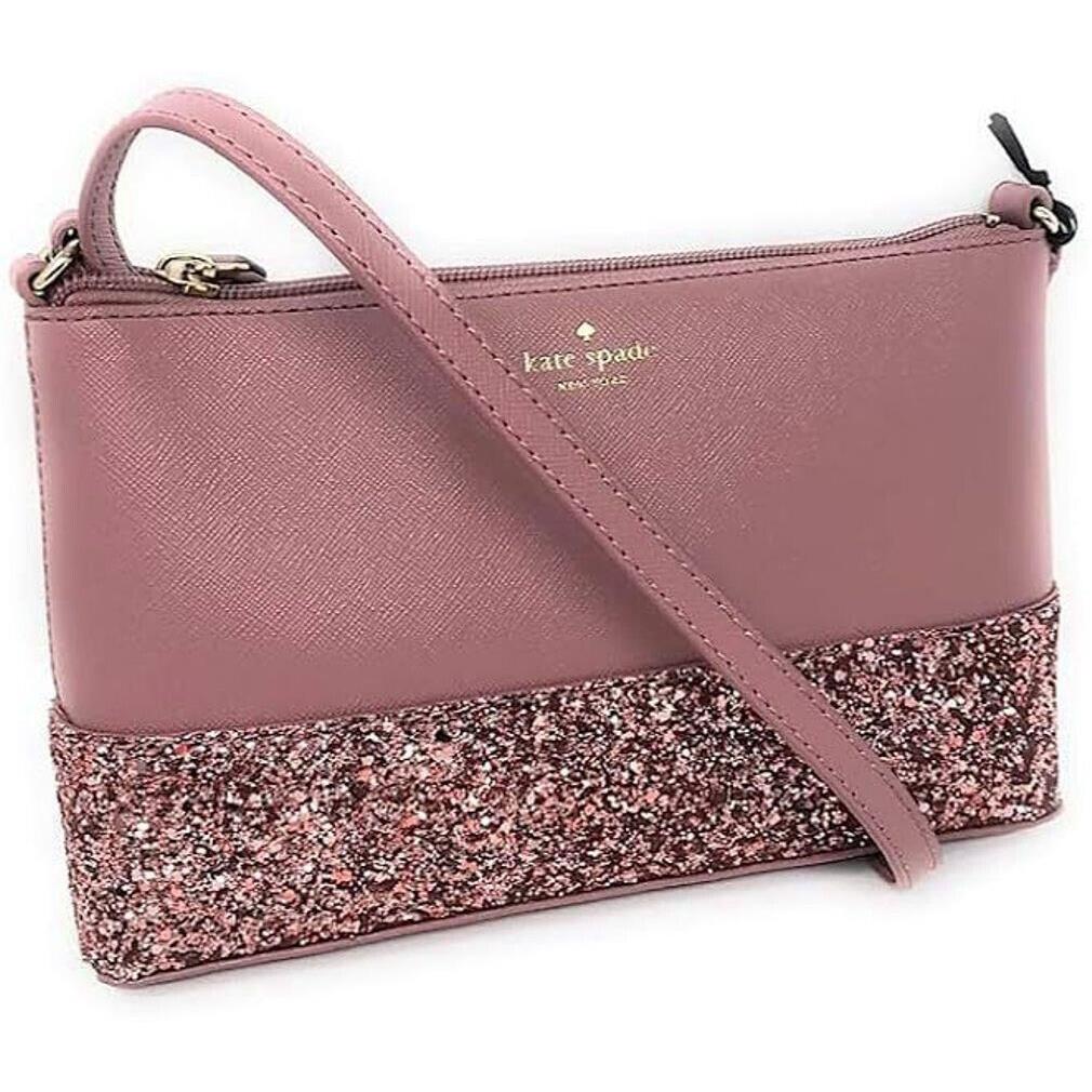 Kate Spade Greta Court Ramey Glitter Phone Crossbody Bag Handbag Dusty Pink