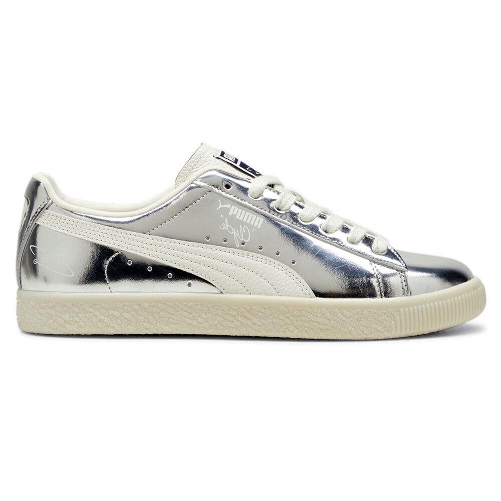 Puma Clyde 3024 Lace Up Mens Silver Sneakers Casual Shoes 39648801 - Silver