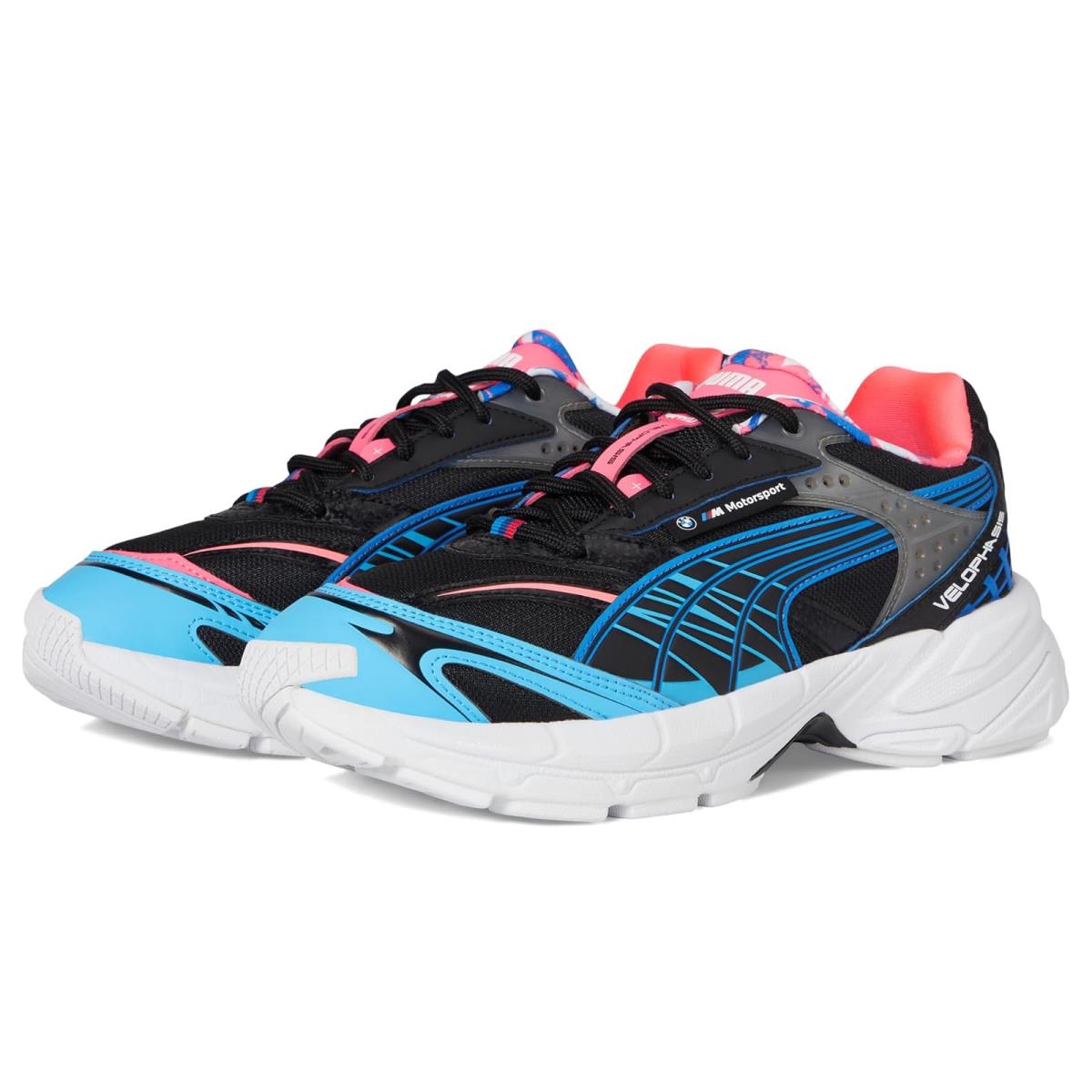 Man`s Sneakers Athletic Shoes Puma Bmw Mms Velophasis Neon - Puma Black/Luminous Blue/Sunset Glow