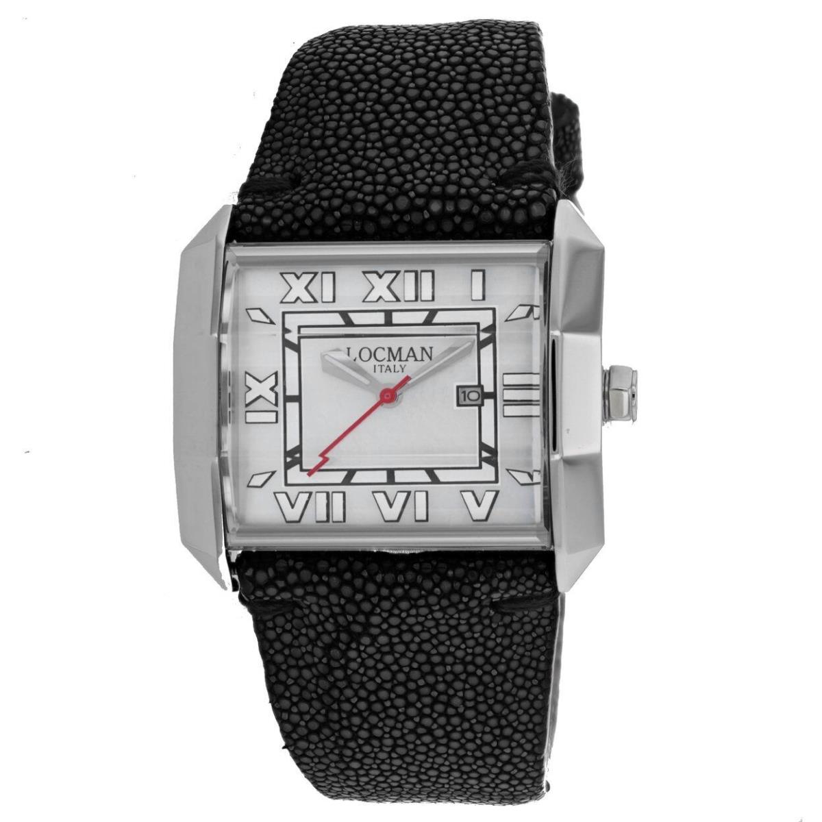 Locman Mens Otto Watch 232Mopwh/Bk Stainless Steel White Dial Leather Strap