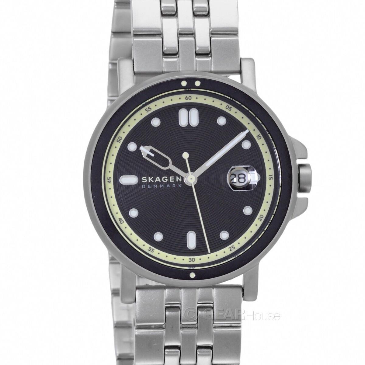 Skagen Signatur Sport Mens Casual Watch Black Dial Silver Stainless Steel Band