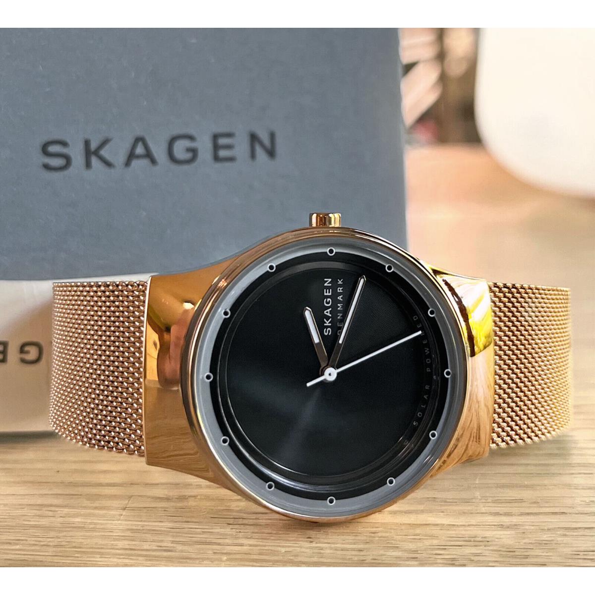 Skagen SKW3023 Solar Power Stainless Steel Milanese Rose Gold 34mm Women`s Watch