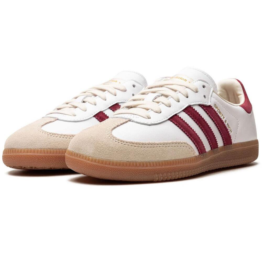 Adidas Men`s Samba OG Sporty Rich US 14 M White Leather W/ Burgundy Sneakers