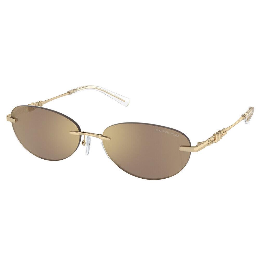 Michael Kors Manchester MK 1151 10145A Shiny Light Gold Metal Sunglasses Brown