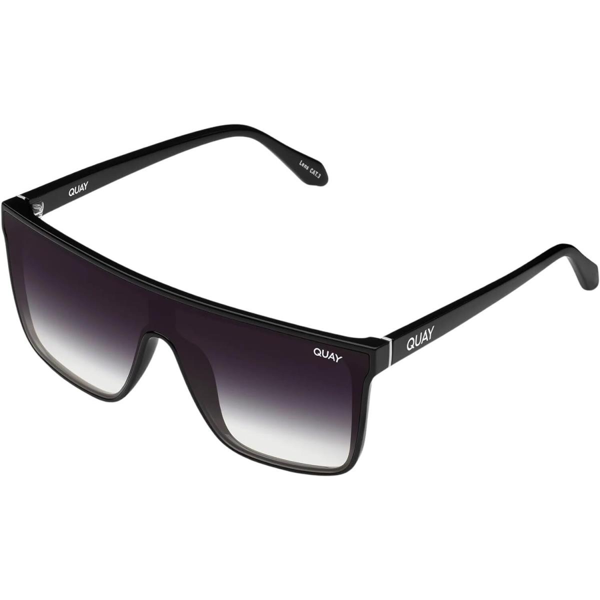 Quay Women`s Nightfall Flat Top Shield Sunglasses Black/fade