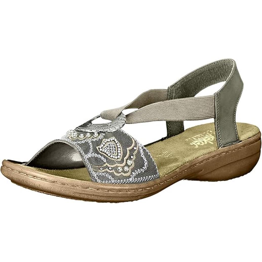 Rieker Women`s Regina 89 Lightweight Designer Sling-back Sandal Smoke